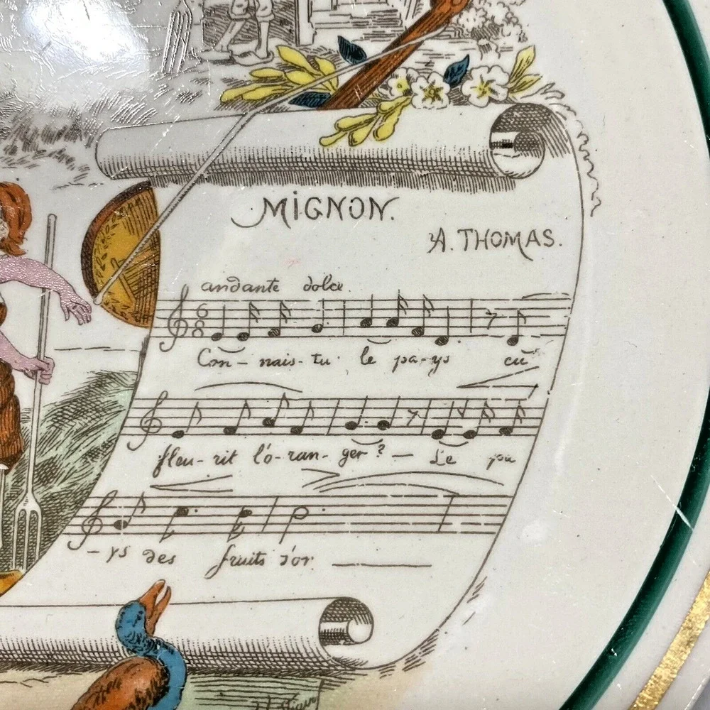 Vintage European Porcelain PV France Plate No 11 Mignon Color Transferware Decor